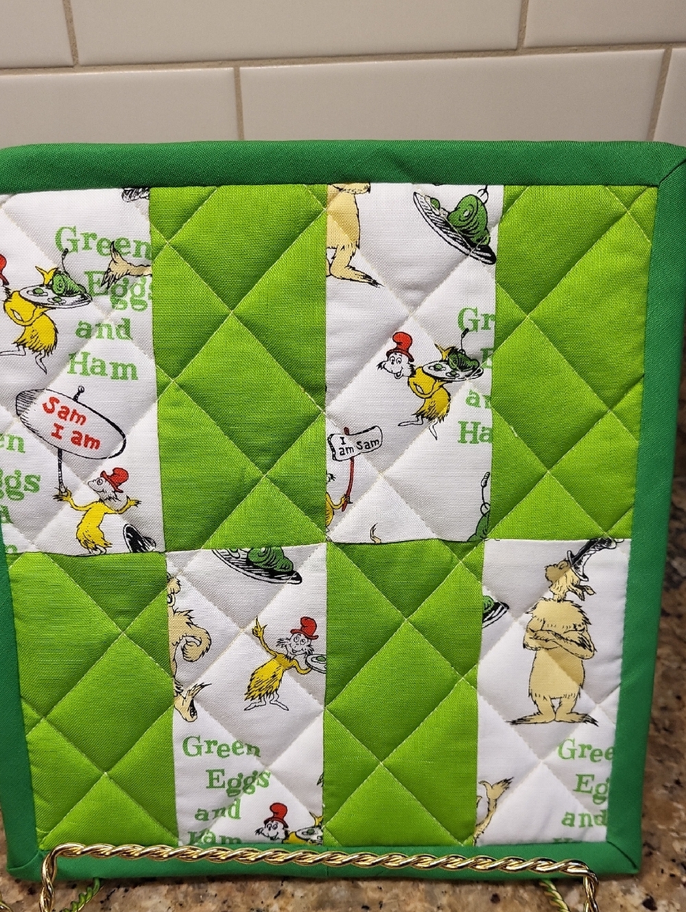 Dr. Suess -Green Eggs and Ham Quilted PotHolders - set of 2
